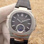 Perfect Replica Patek Philippe Nautilus 40mm Copy Watch - Black Leather Strap